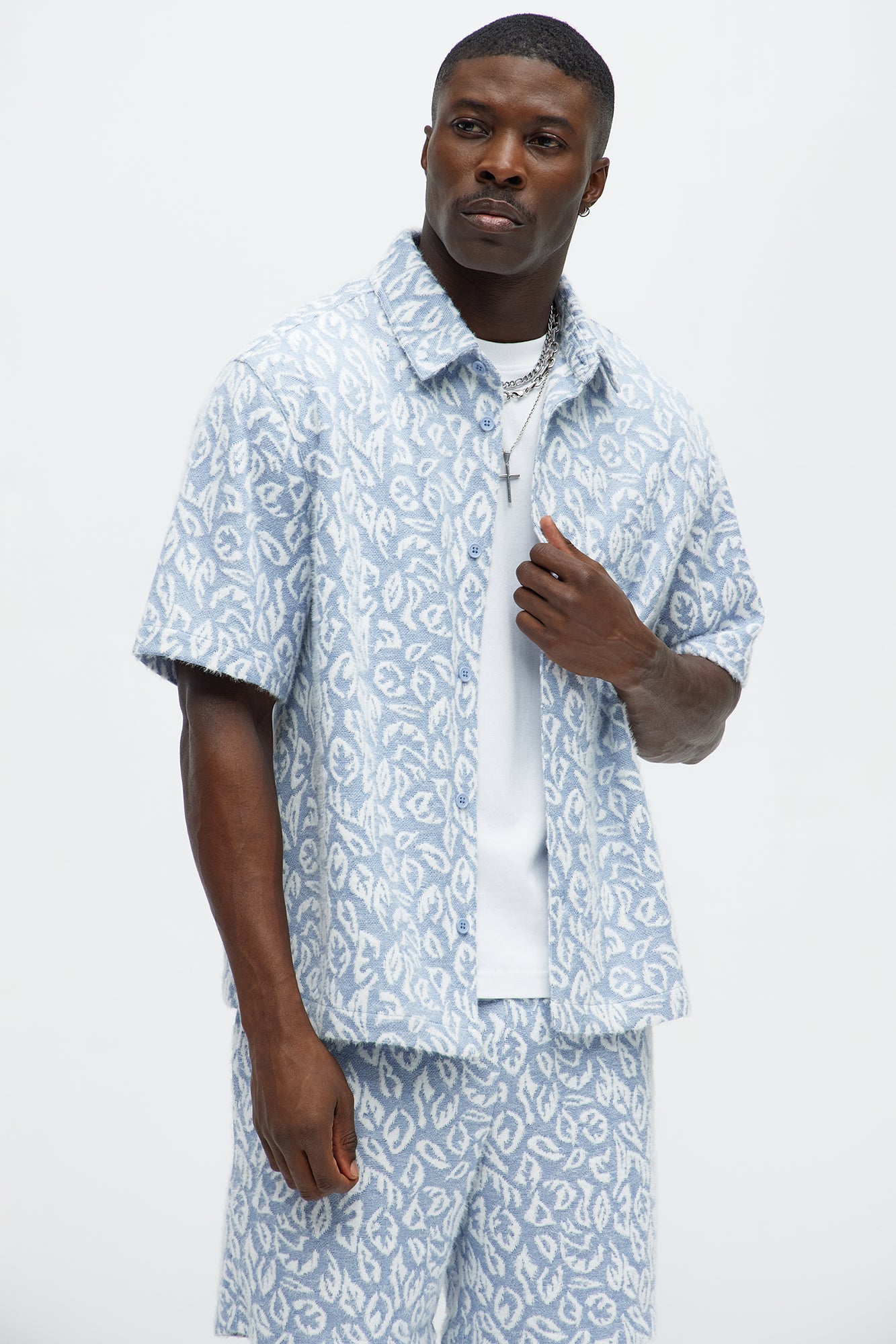 Jacquard Foliage Short Sleeve Shirt