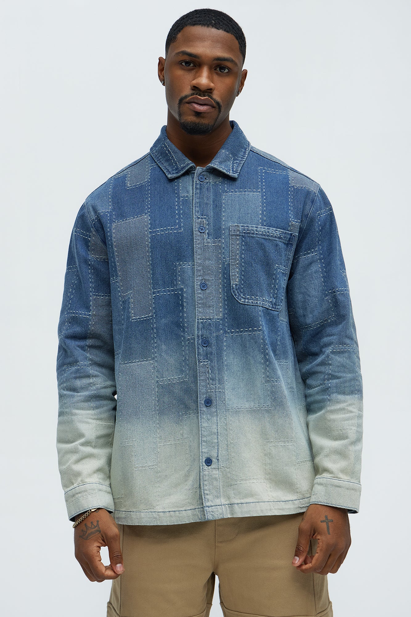 Shibori Faded Long Sleeve Relaxed Shirt