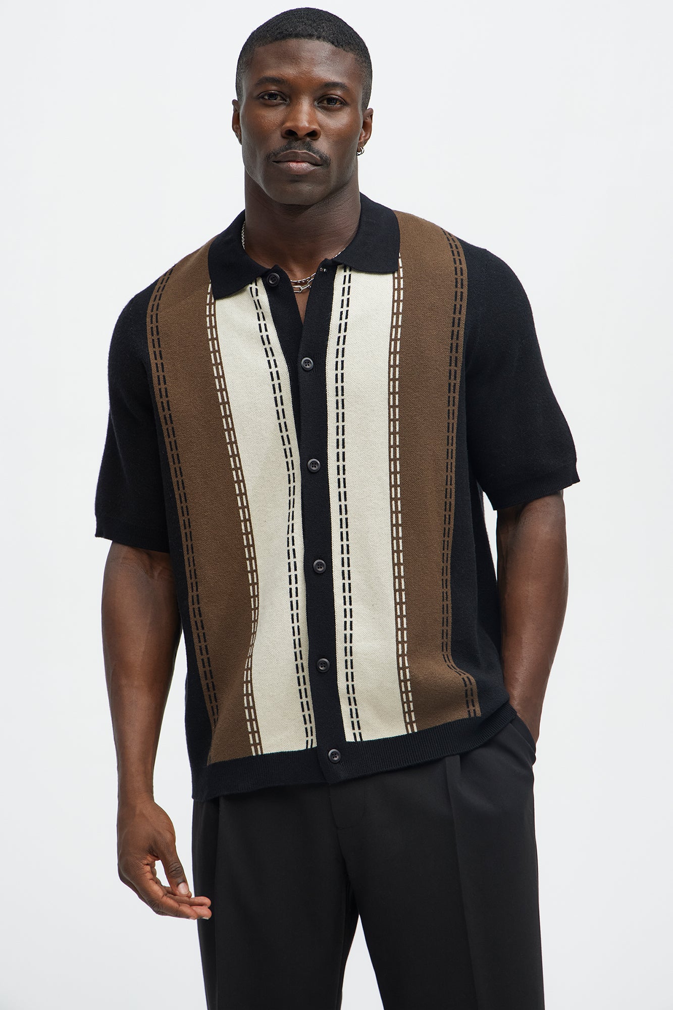 Blane Stripe Short Sleeve Knitted Shirt