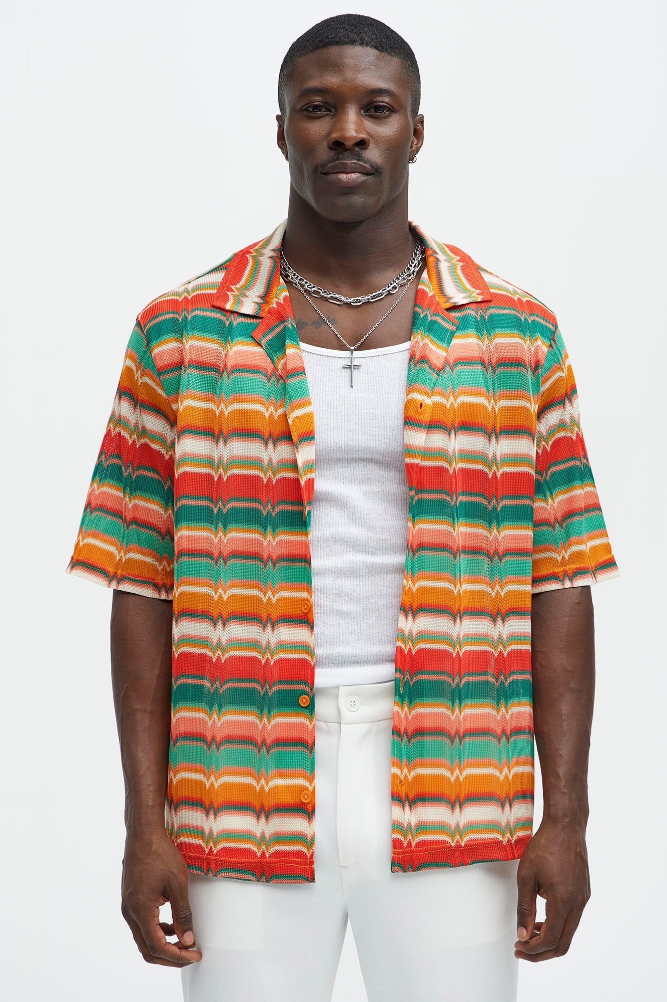 Mixed Colors Cuban Mesh Shirt