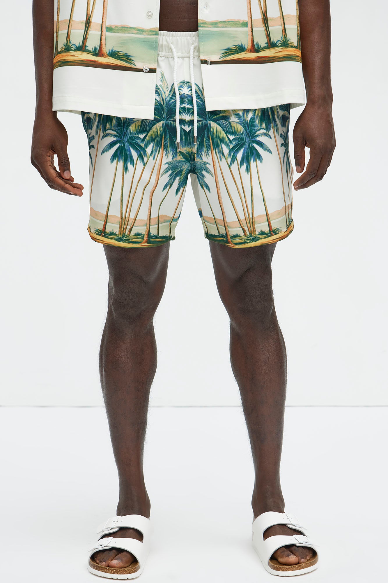 Moulay Palm Printed Swim Mid Trunk