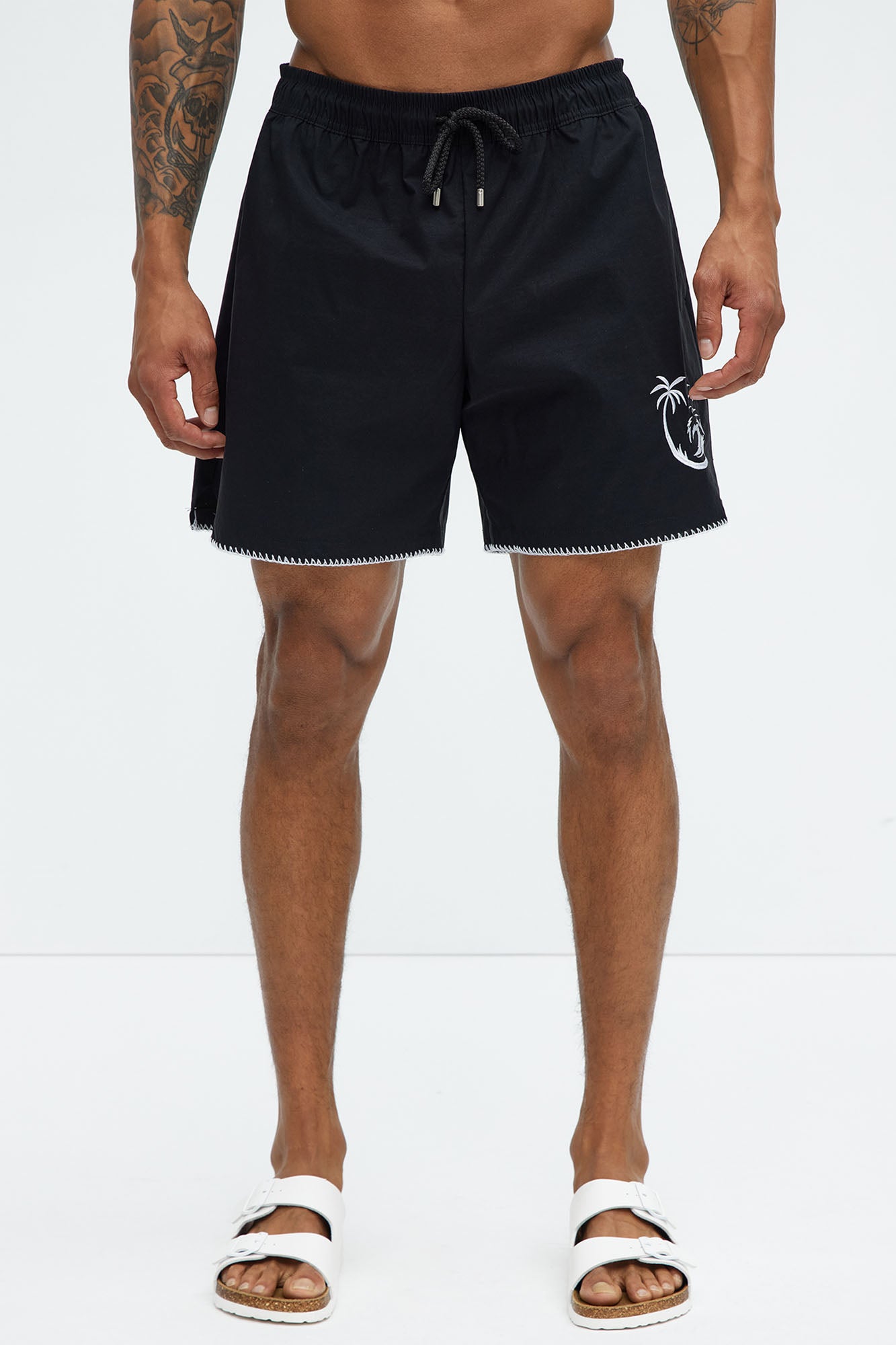 Palm Embroidered Swim Mid Trunk