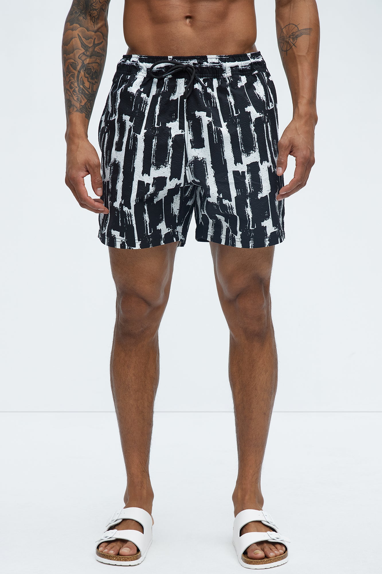 Seersucker Printed Swim Trunk Mid