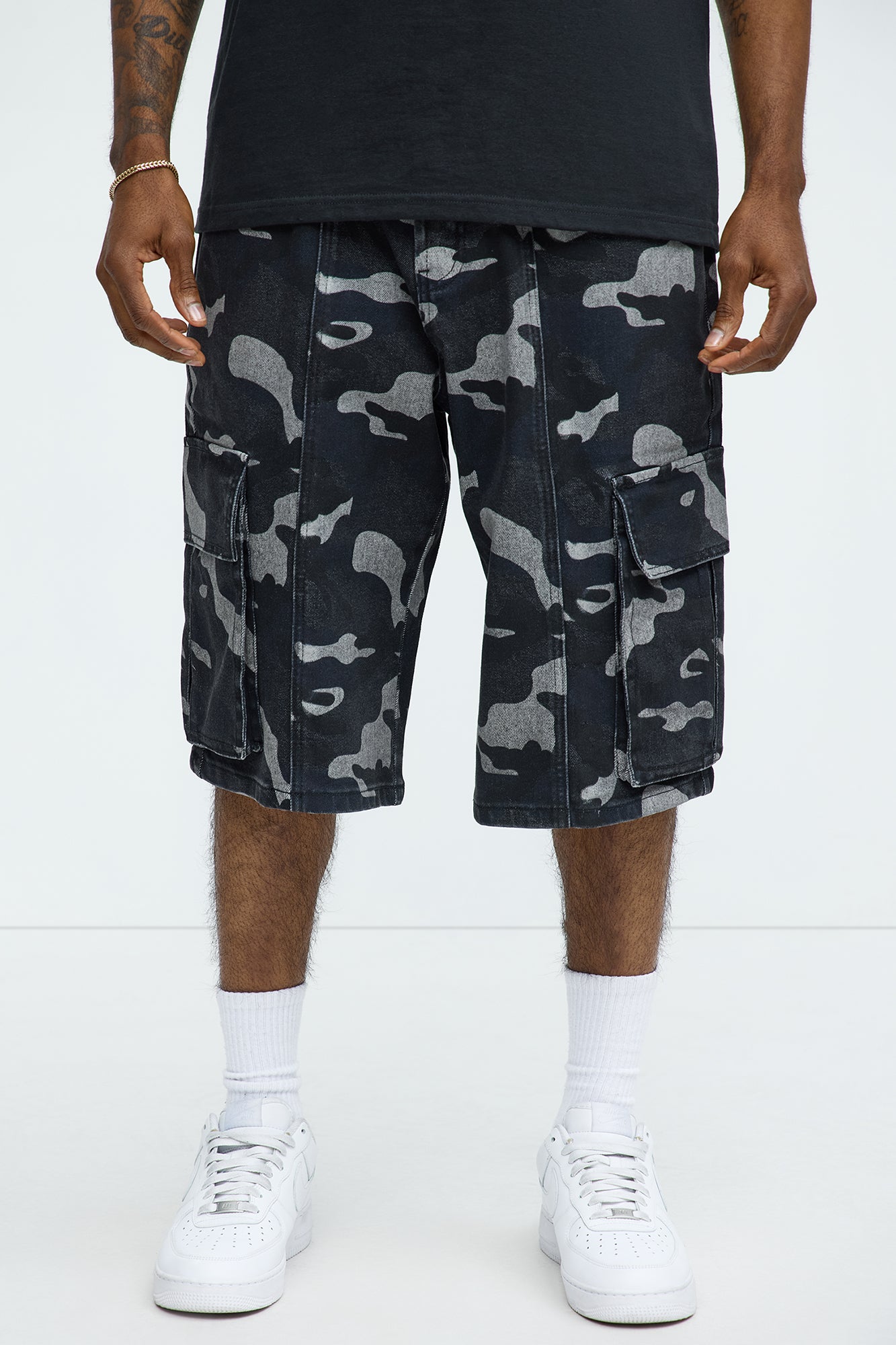 Cargo Camo Baggy Denim Shorts