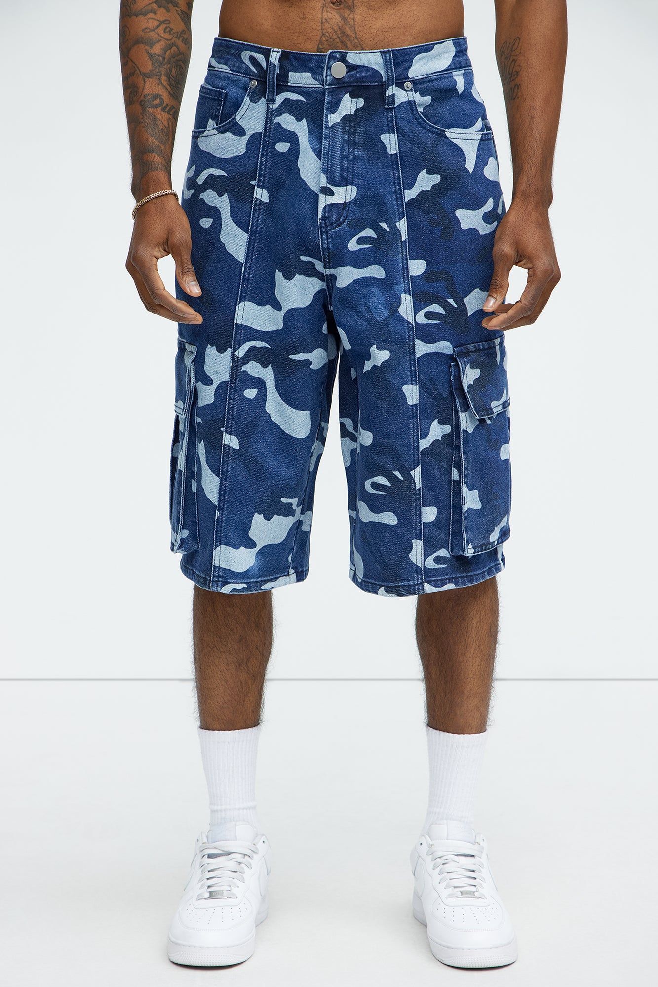 Cargo Camo Baggy Denim Shorts
