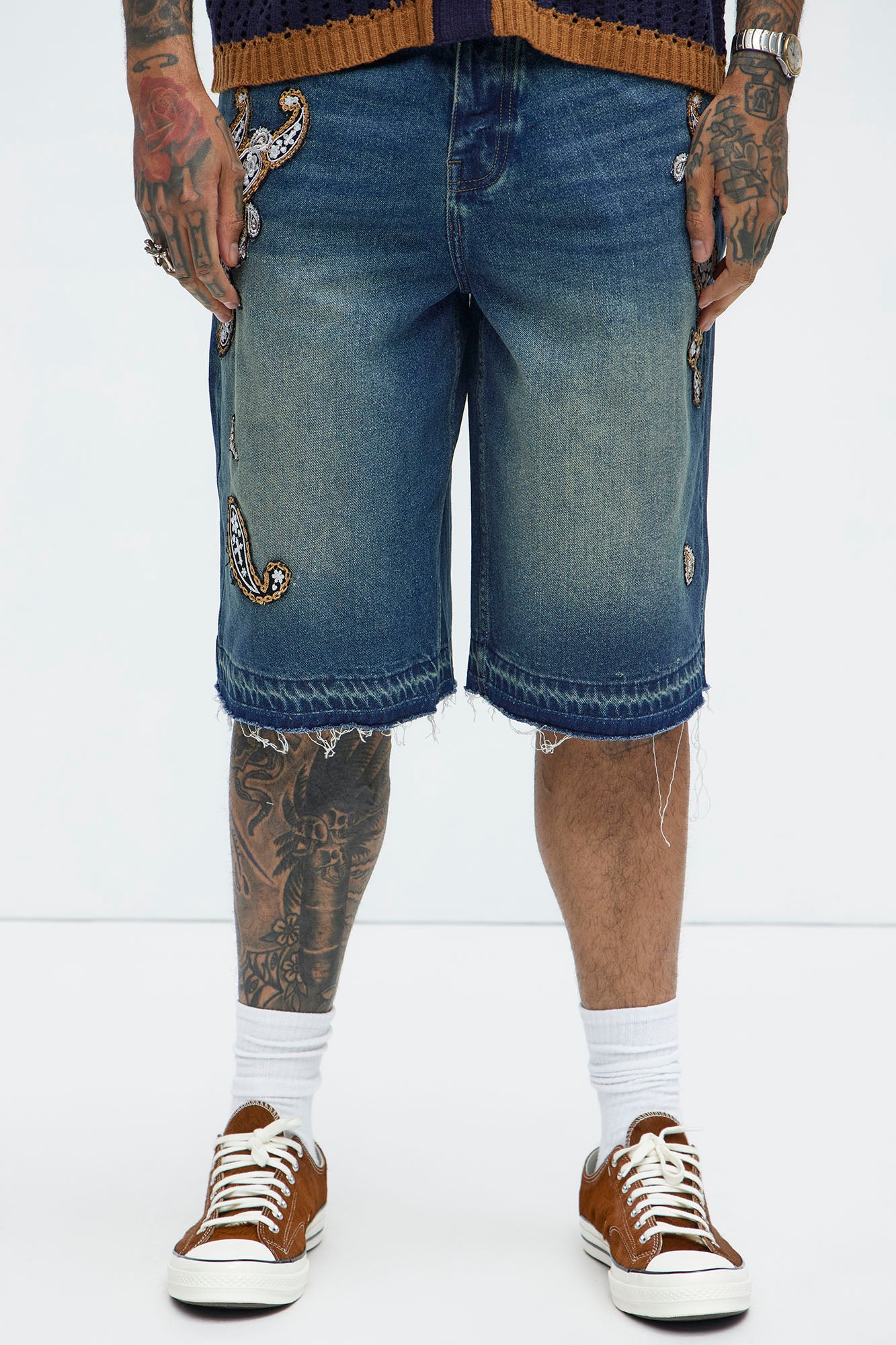 Hilltop Paisley Relaxed Denim Short