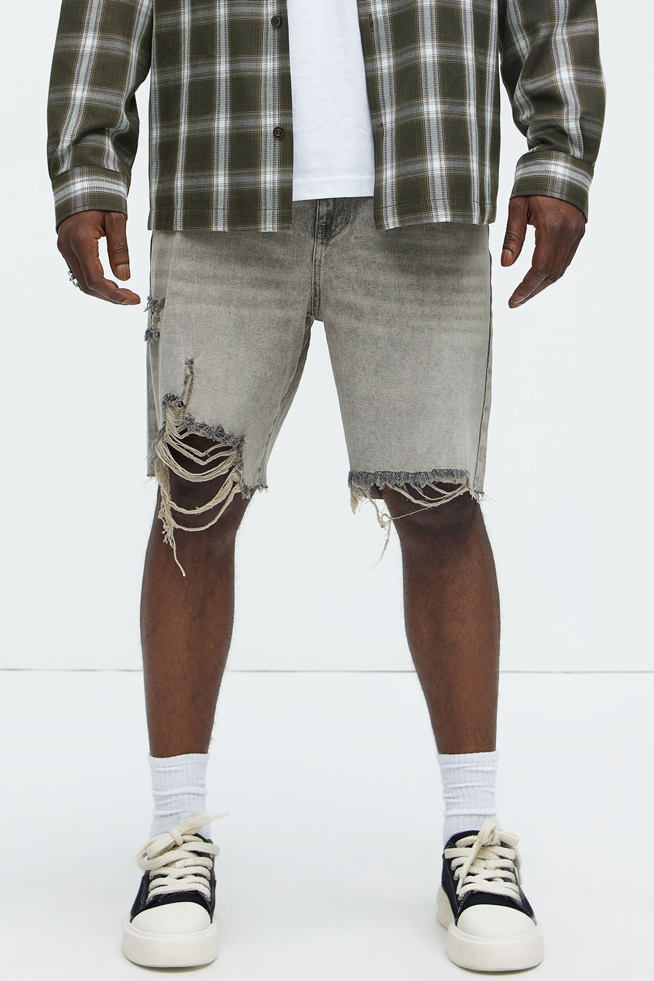 Raw Hem Distressed Relaxed Denim Shorts