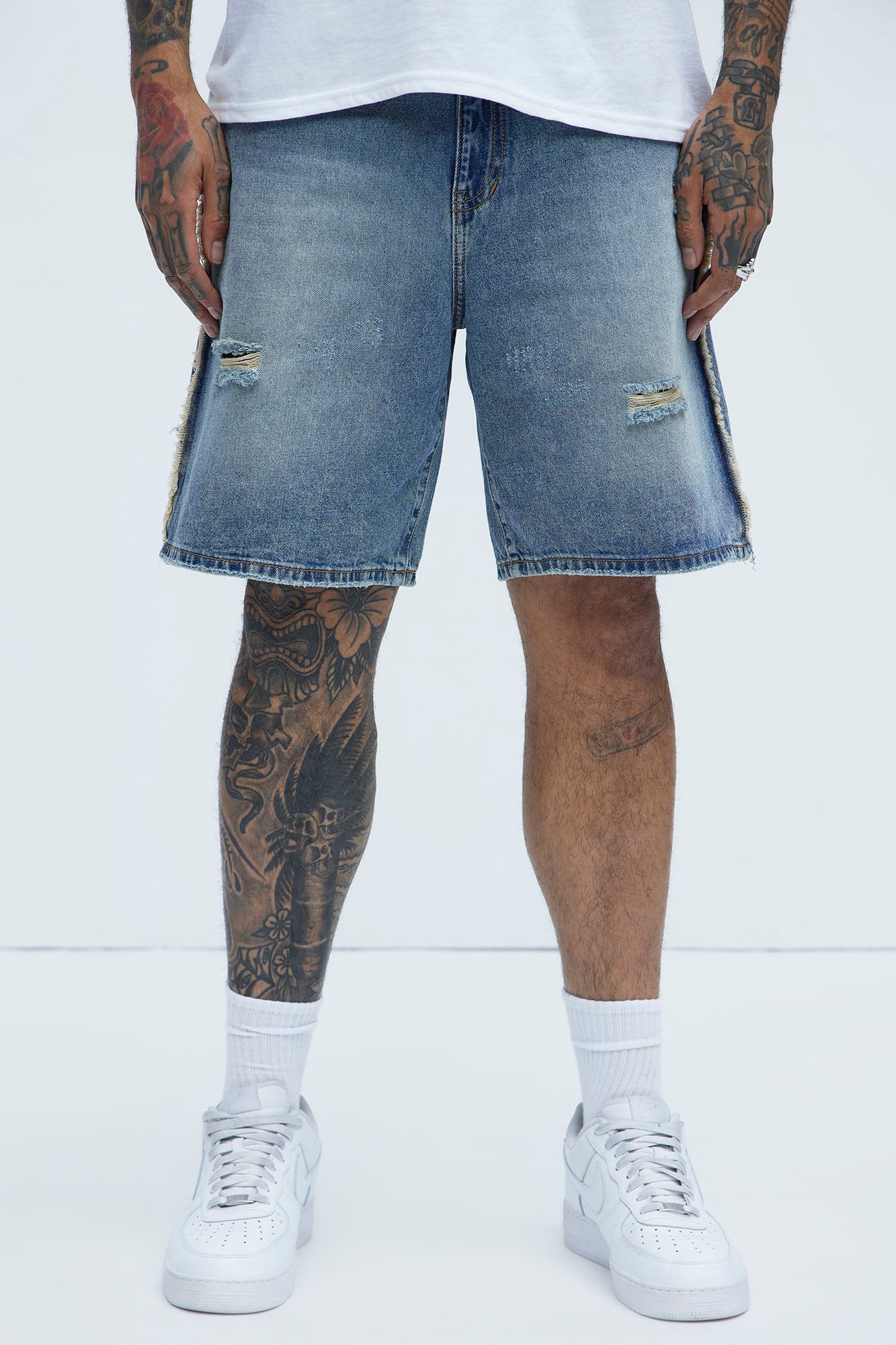 Trust Me Frayed Relaxed Denim Shorts