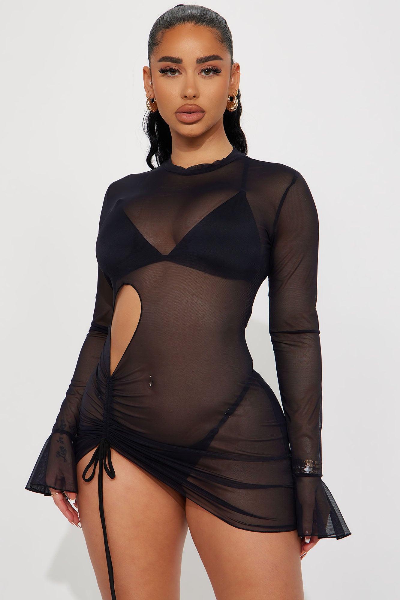Olivia Cut Out Mesh Cover Up Dress