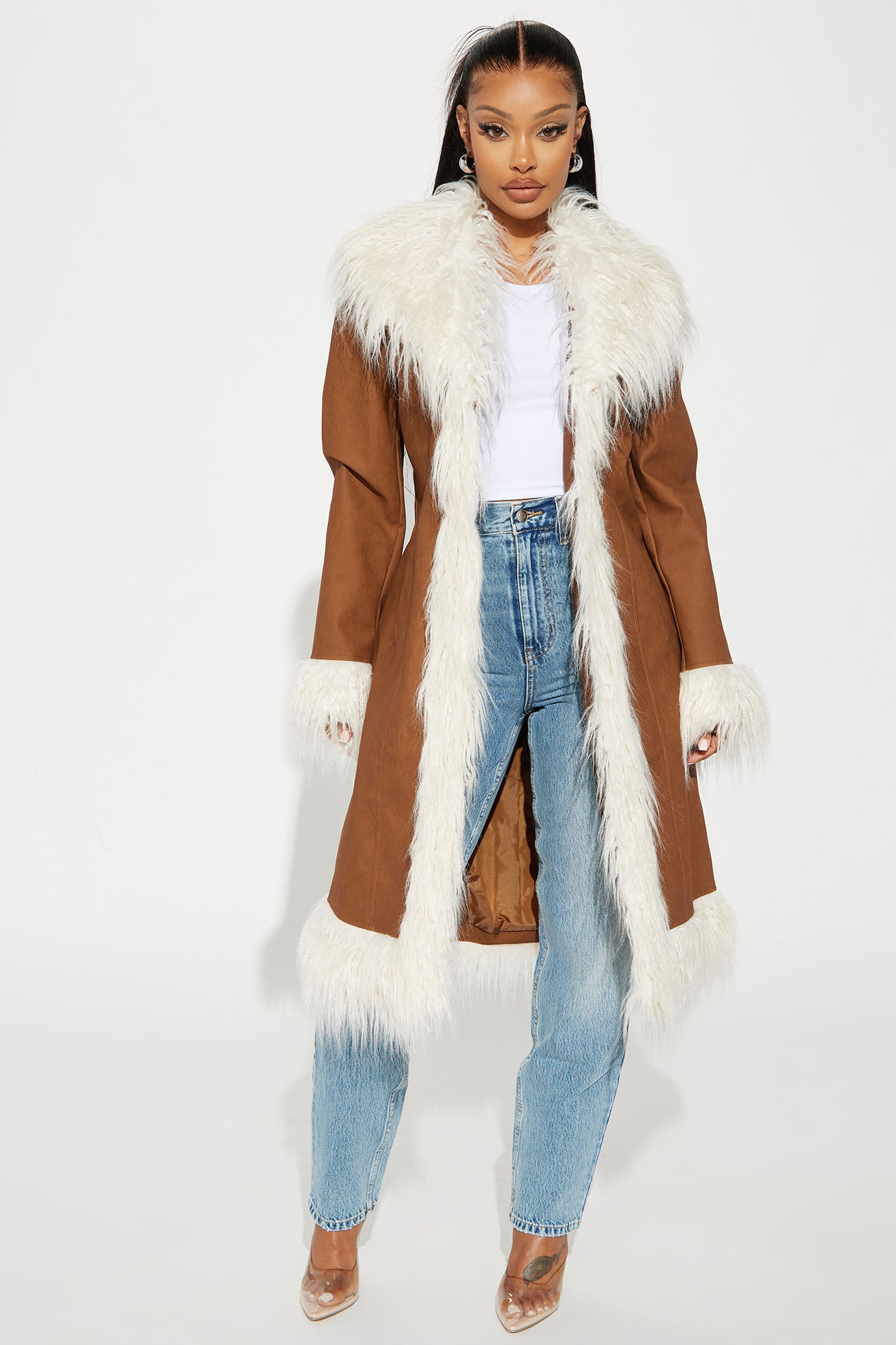 90's Fine Faux Leather Coat
