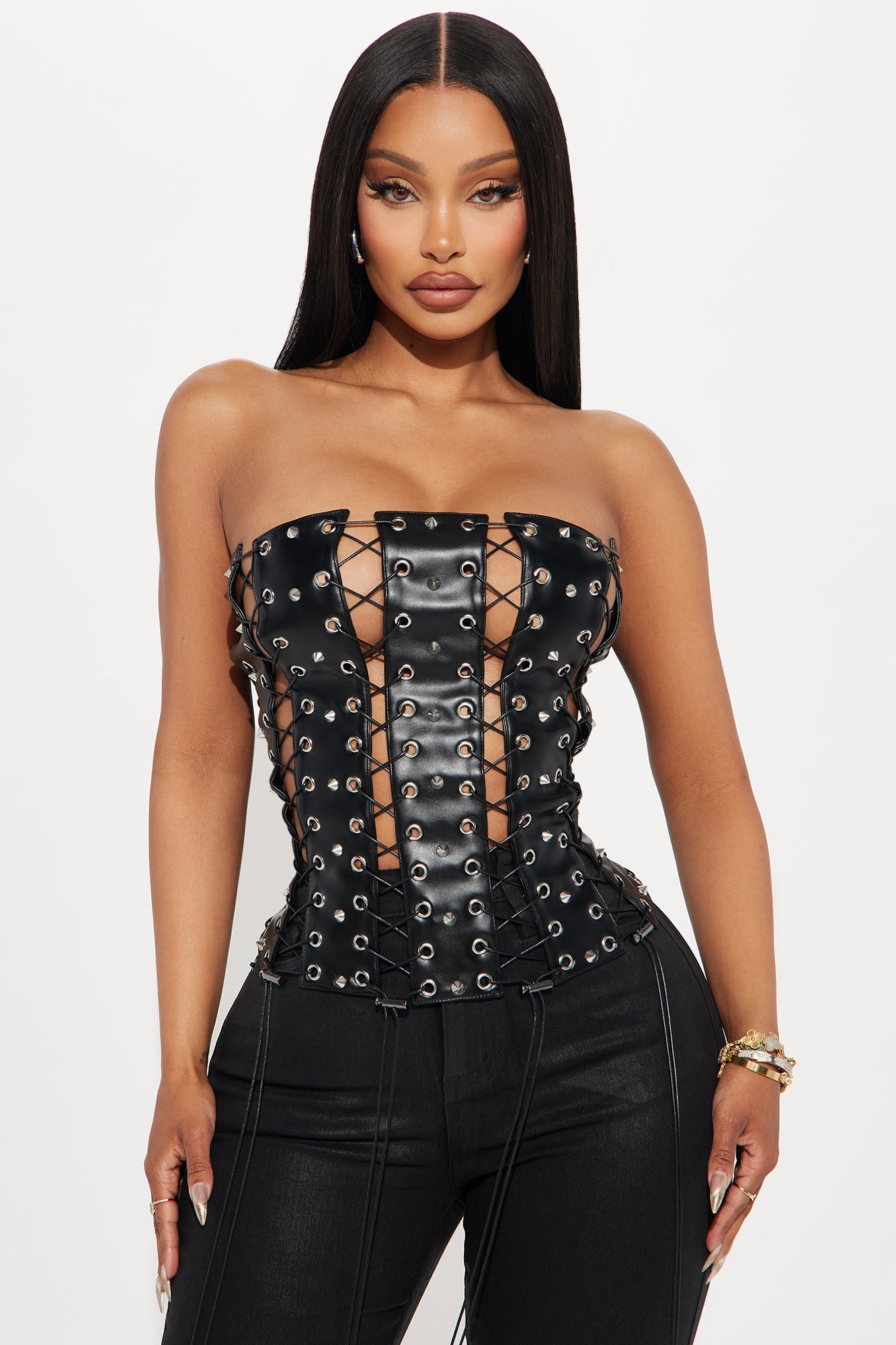 Dark Fantasy Faux Leather Corset Top
