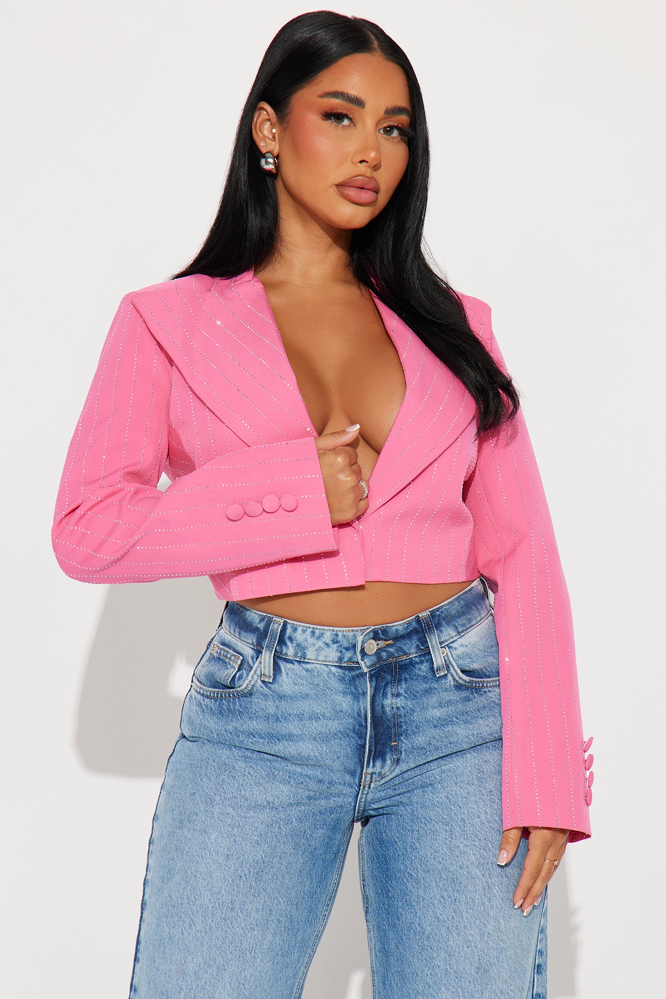 Catch Your Eye Rhinestone Blazer