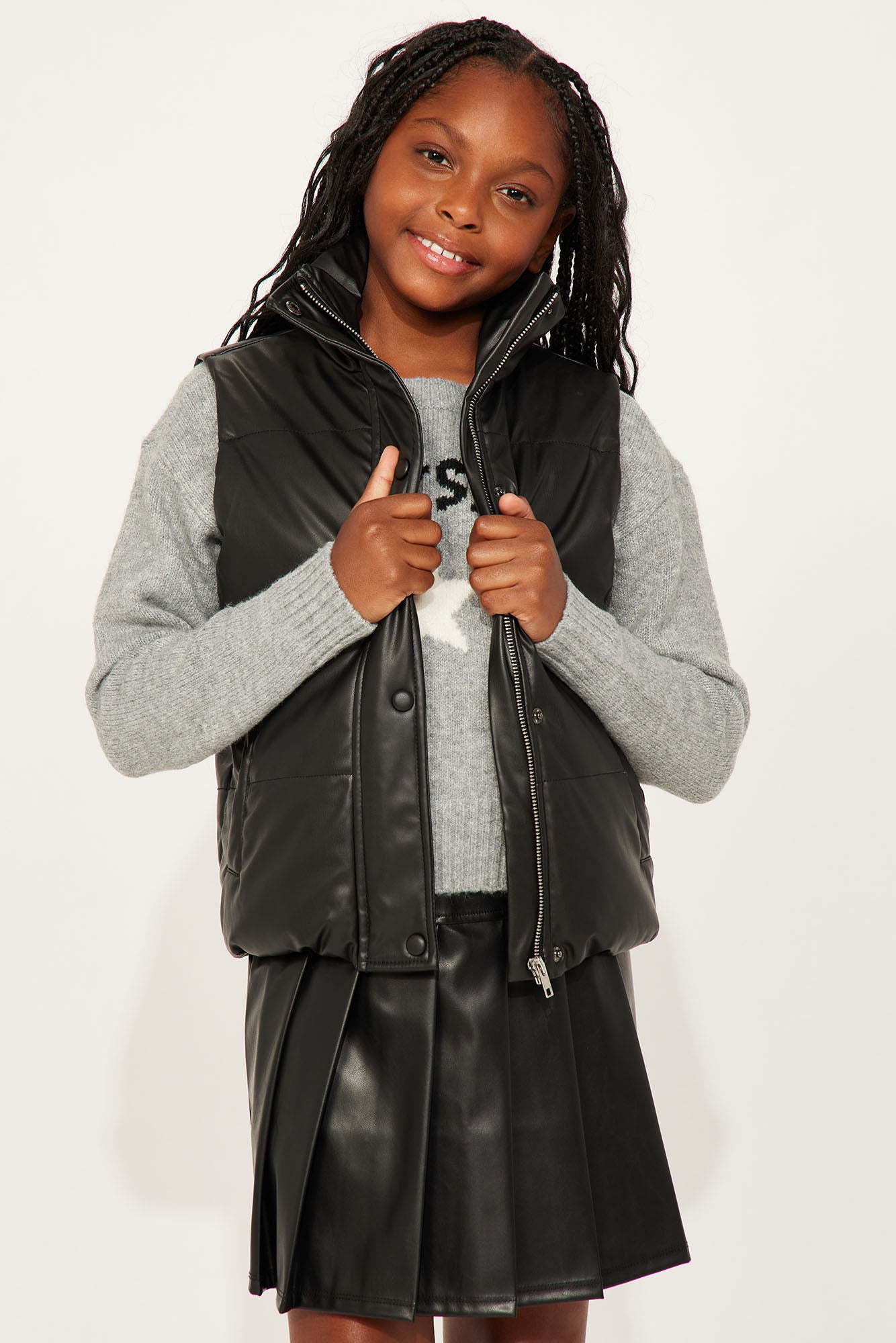 Mini Vixen Faux Leather Puffer Vest