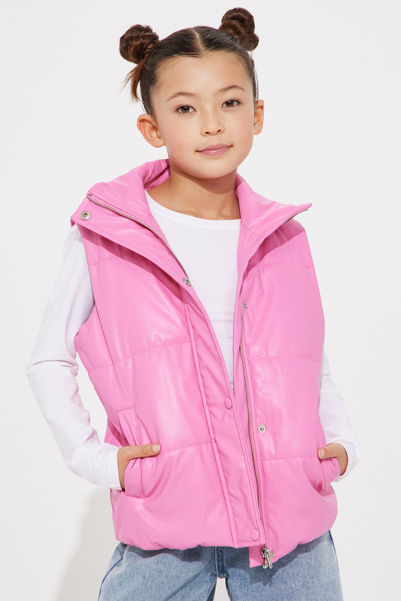 Mini Vixen Faux Leather Puffer Vest