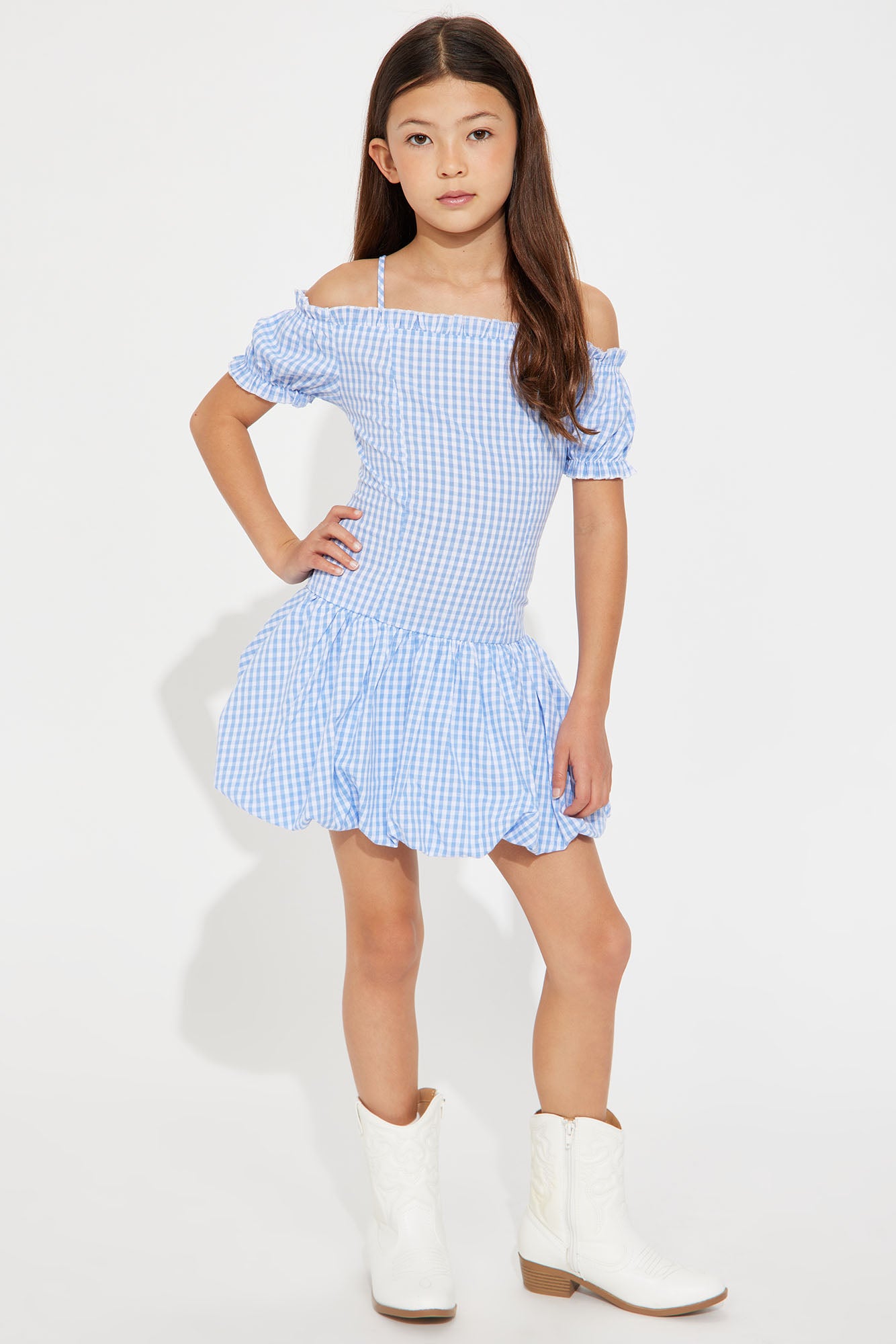 Mini Layla Gingham Bubble Hem Dress