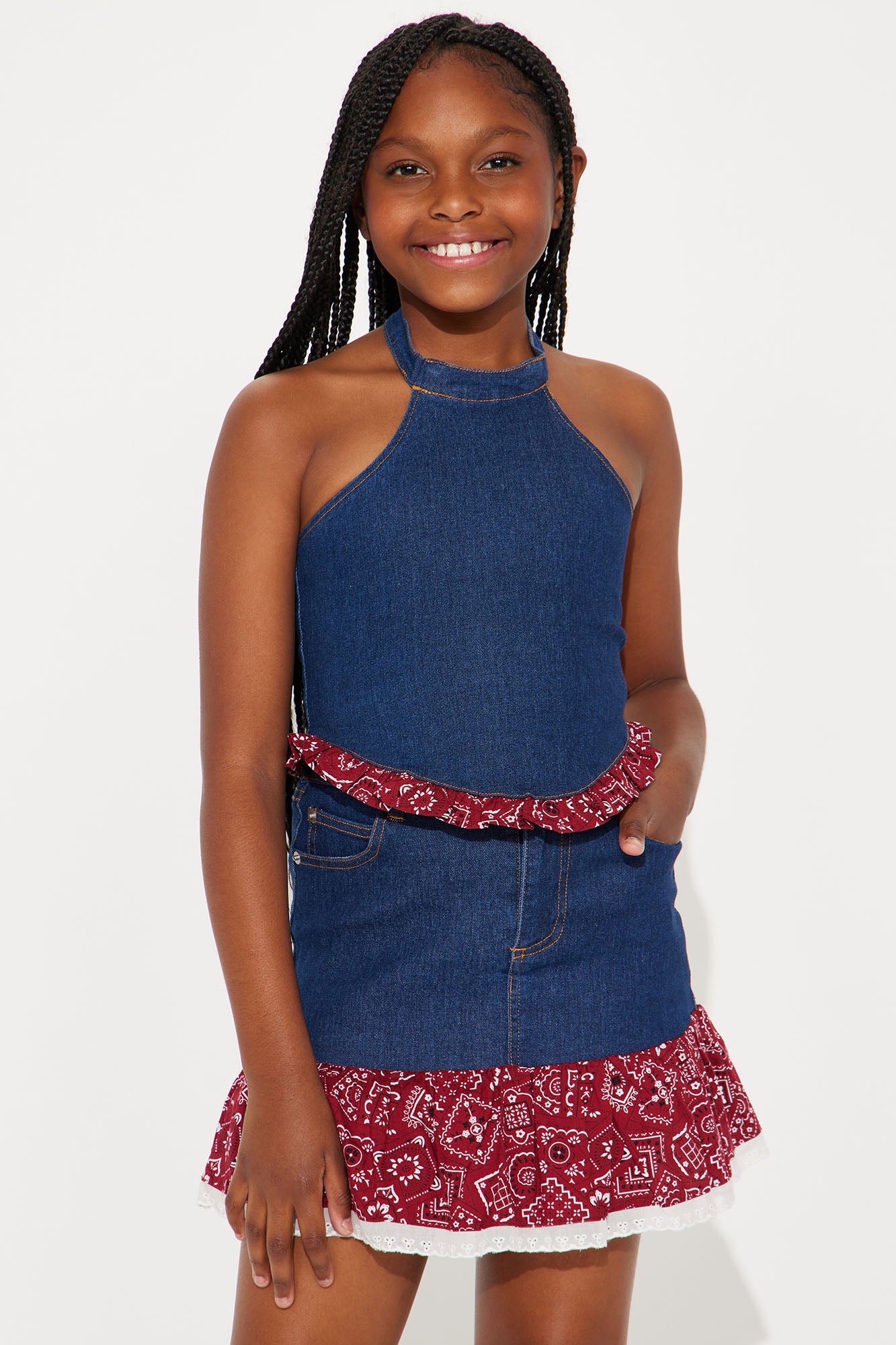 Mini Ashlyn Denim Skirt Set