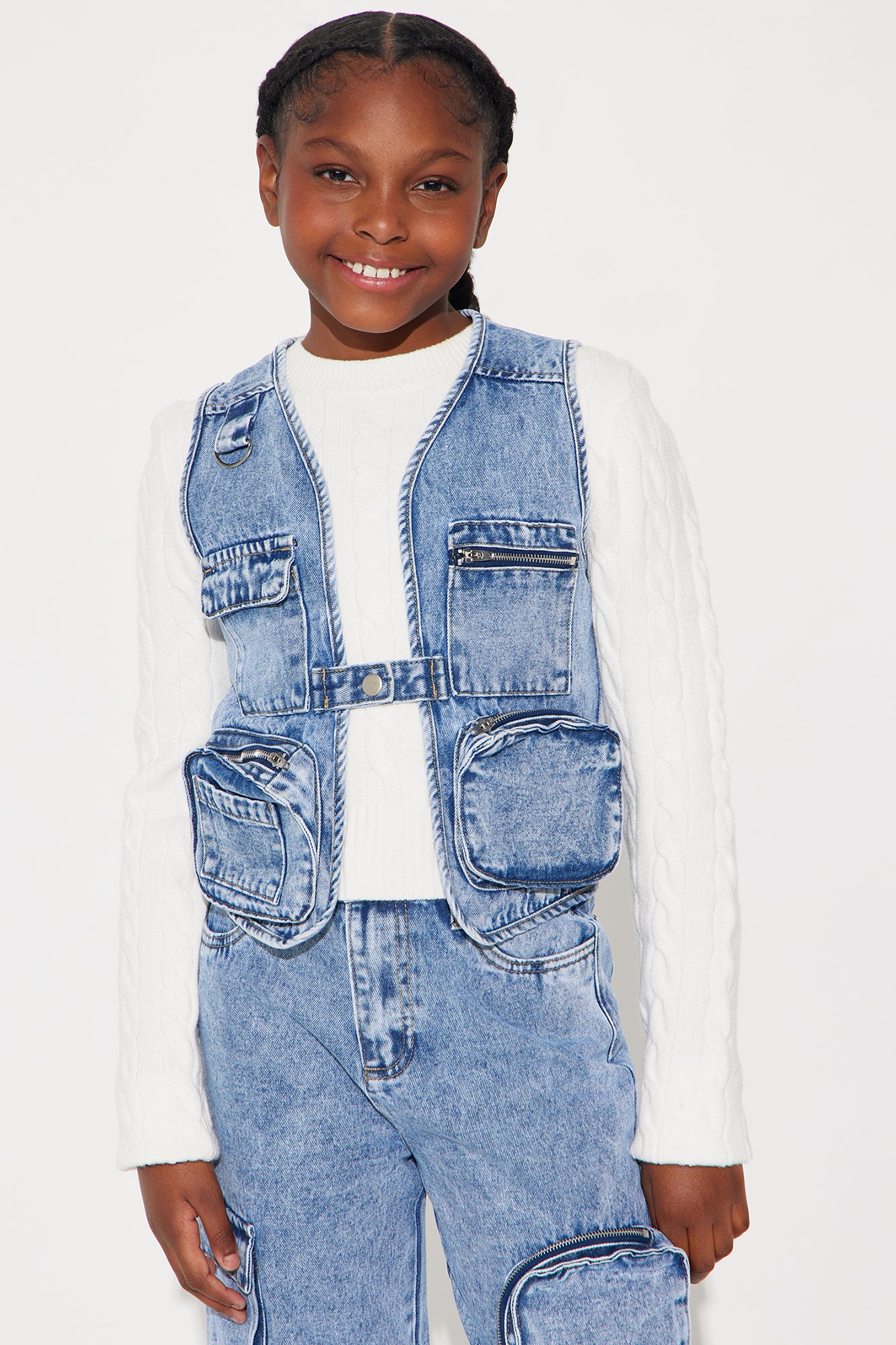 Mini Quiana Denim Cargo Vest