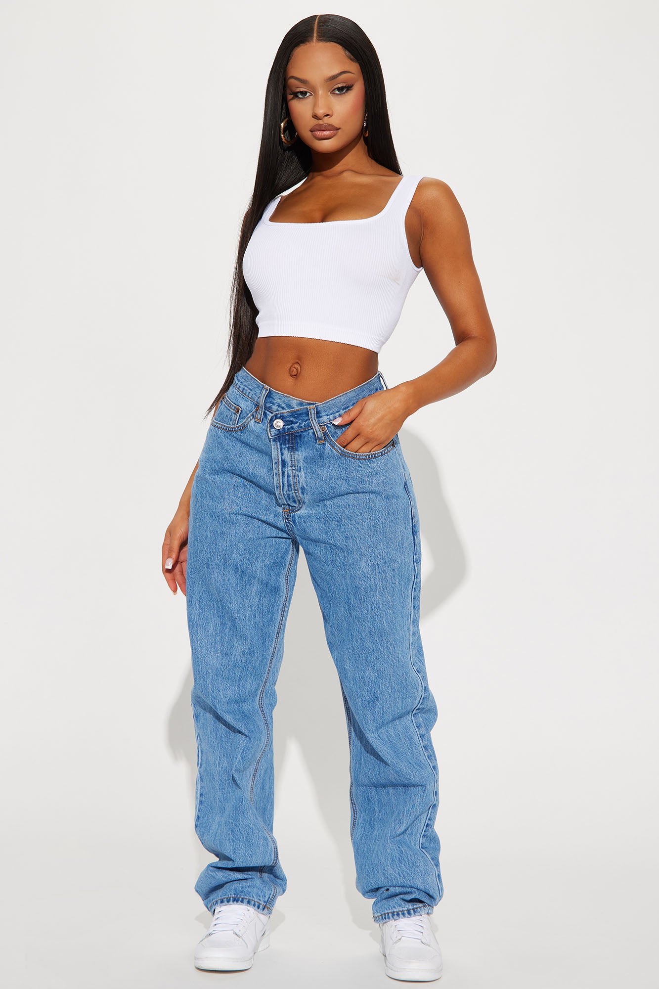 Crossover Straight Leg Jeans