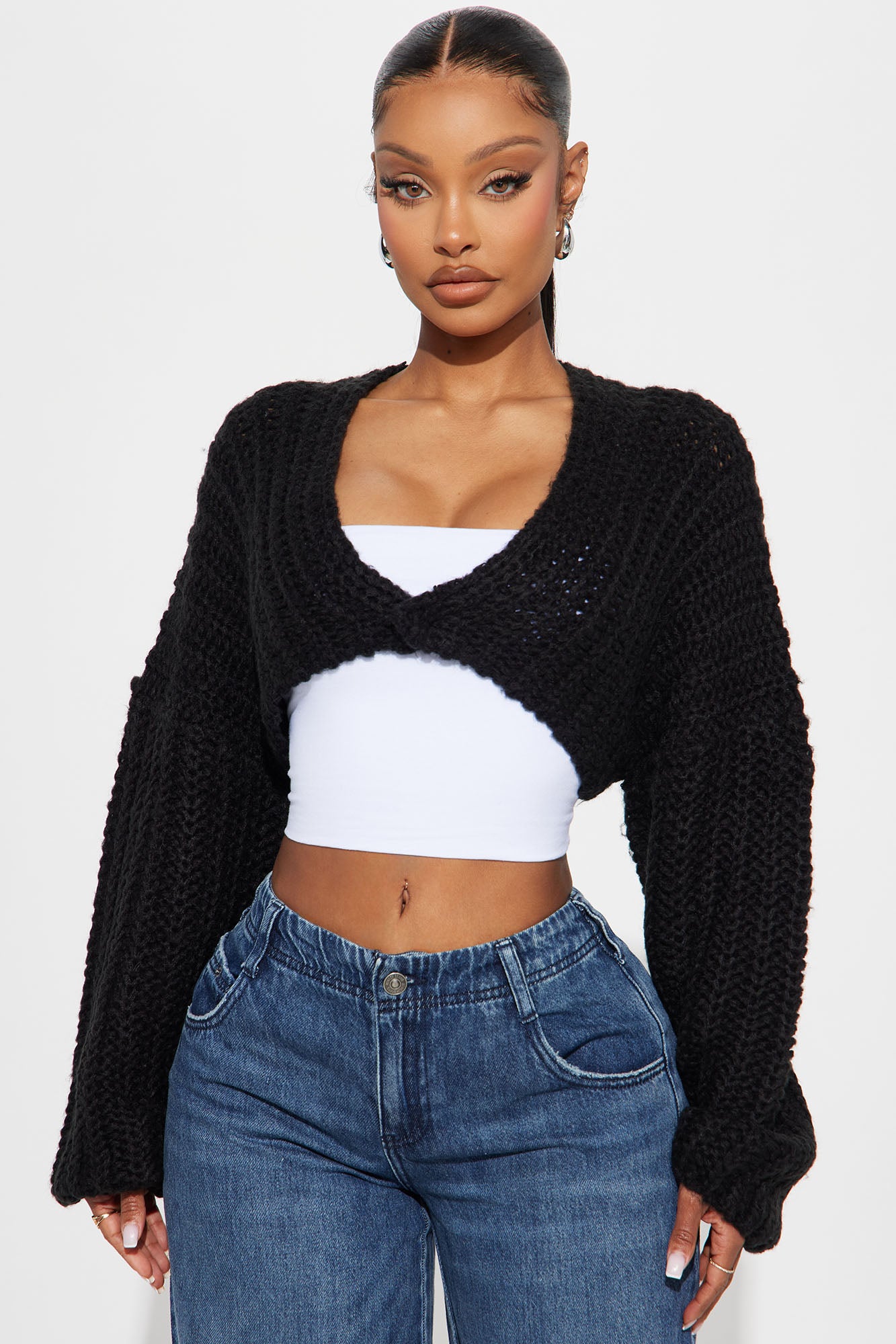 Dream State Chunky Knit Cropped Cardigan Sweater
