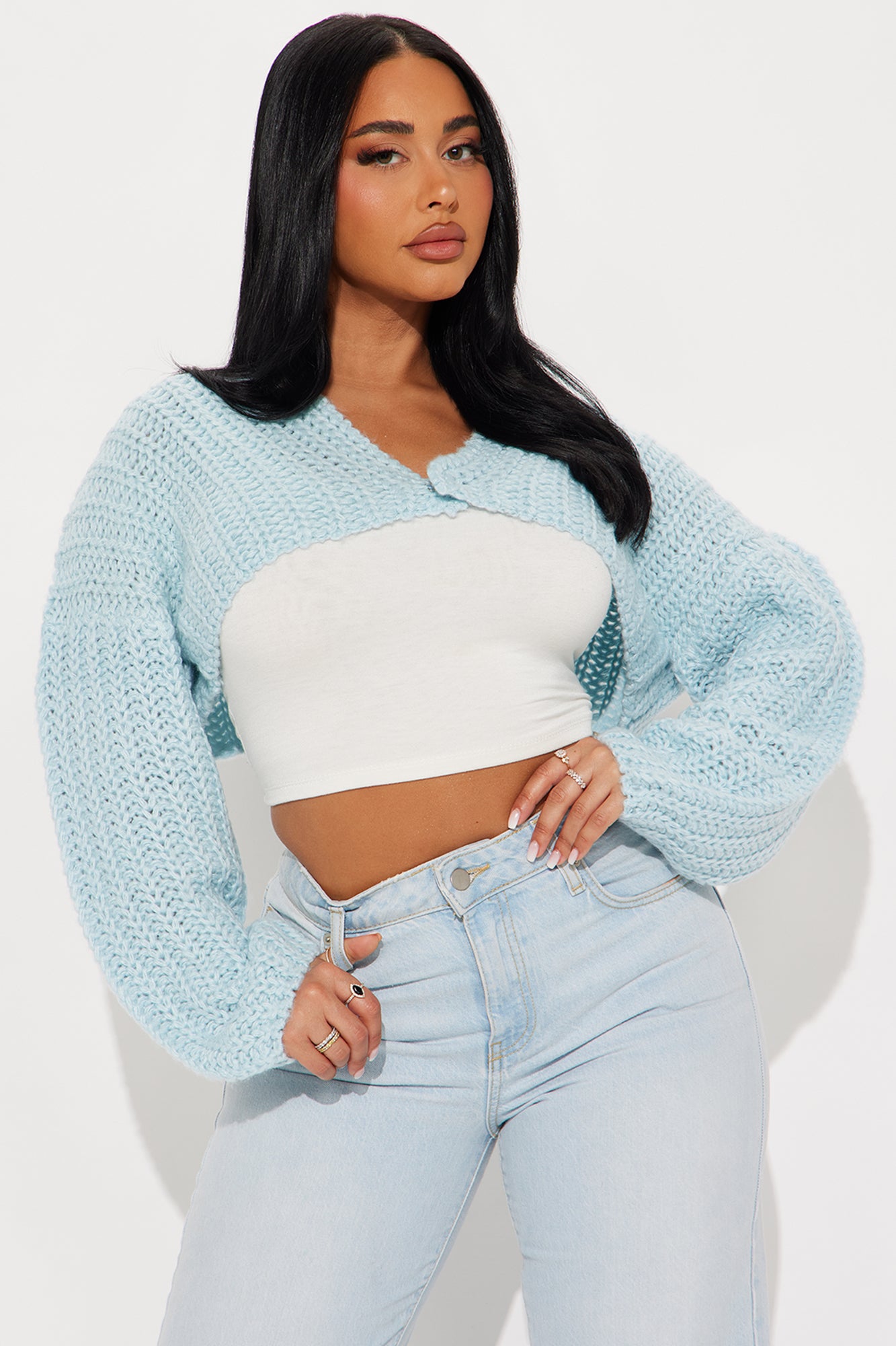 Dream State Chunky Knit Cropped Cardigan Sweater