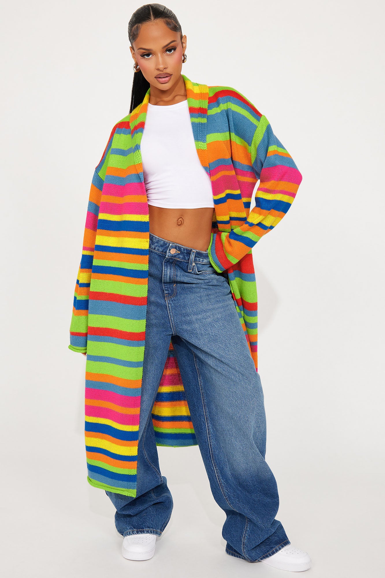 Bright Life Striped Long Cardigan