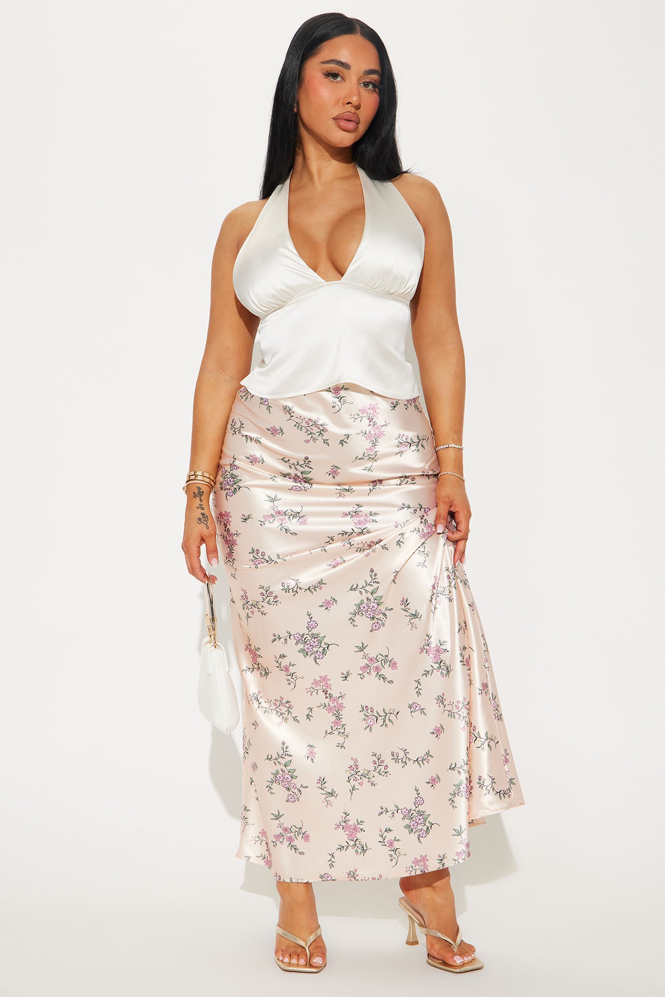 Penelope Floral Satin Maxi Skirt