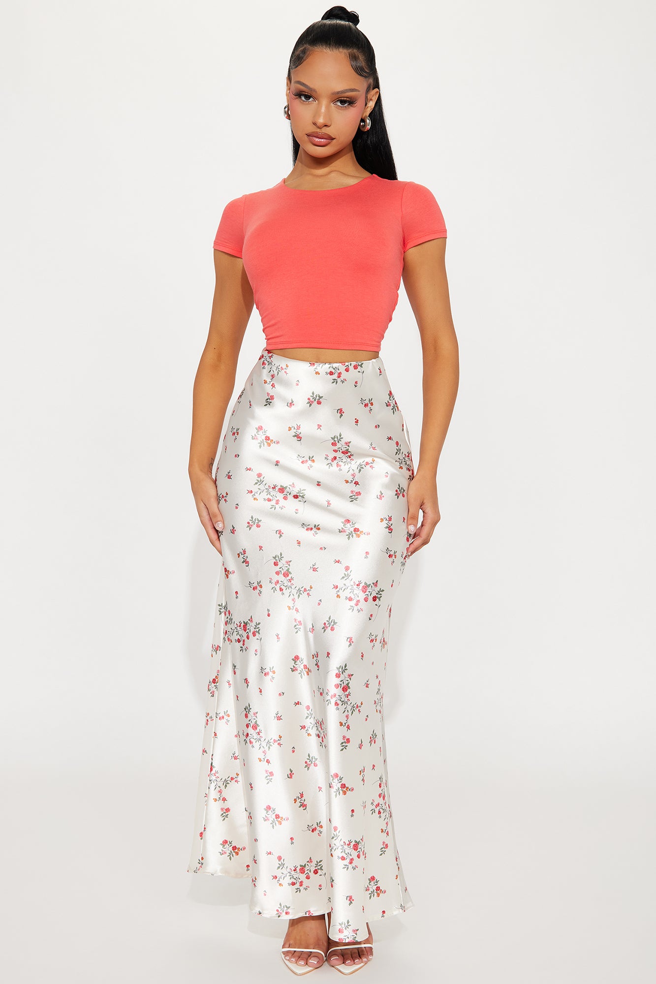 Buy Myself Flowers Satin Maxi Skirt