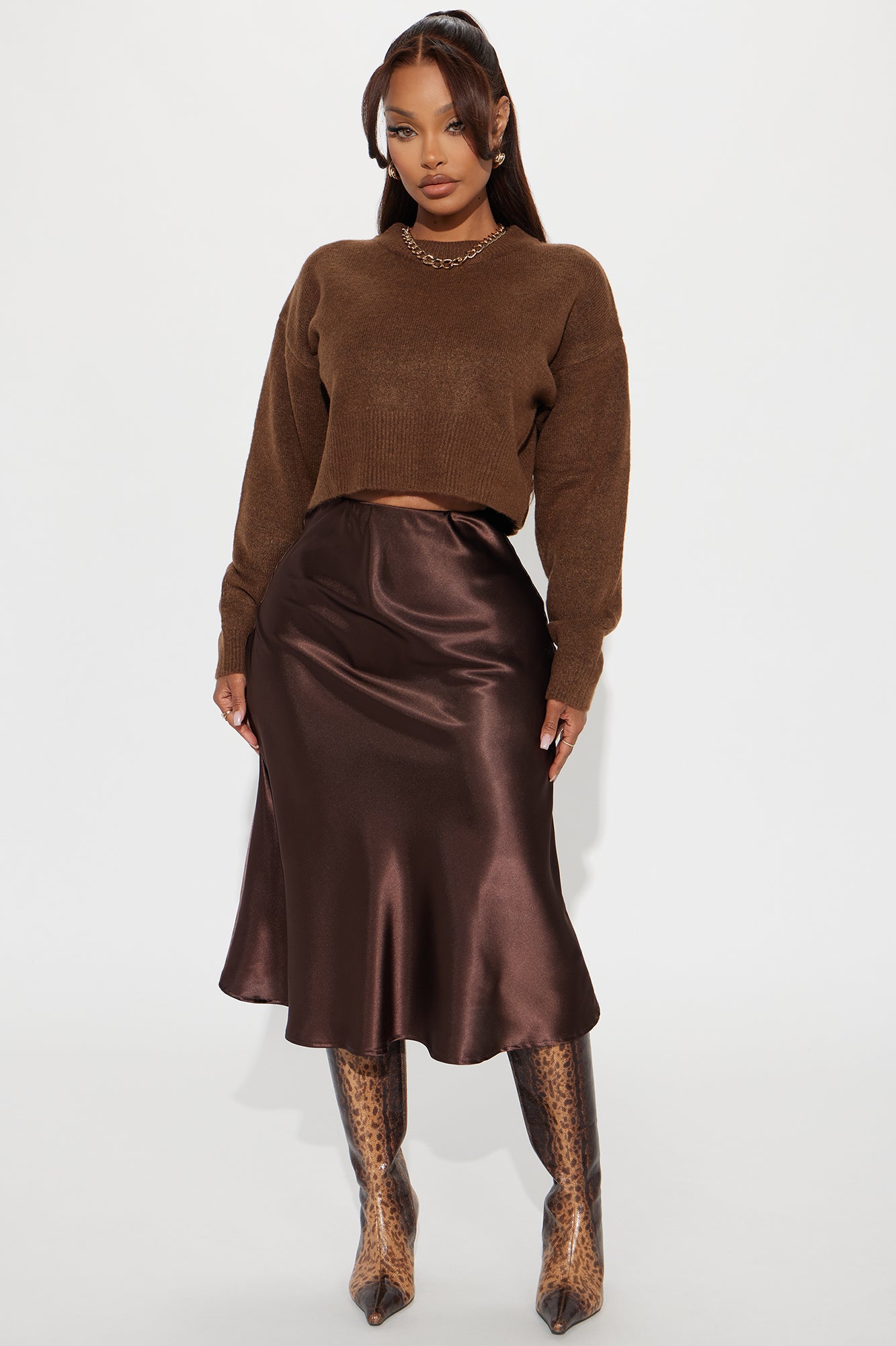 Finer Things Satin Midi Skirt