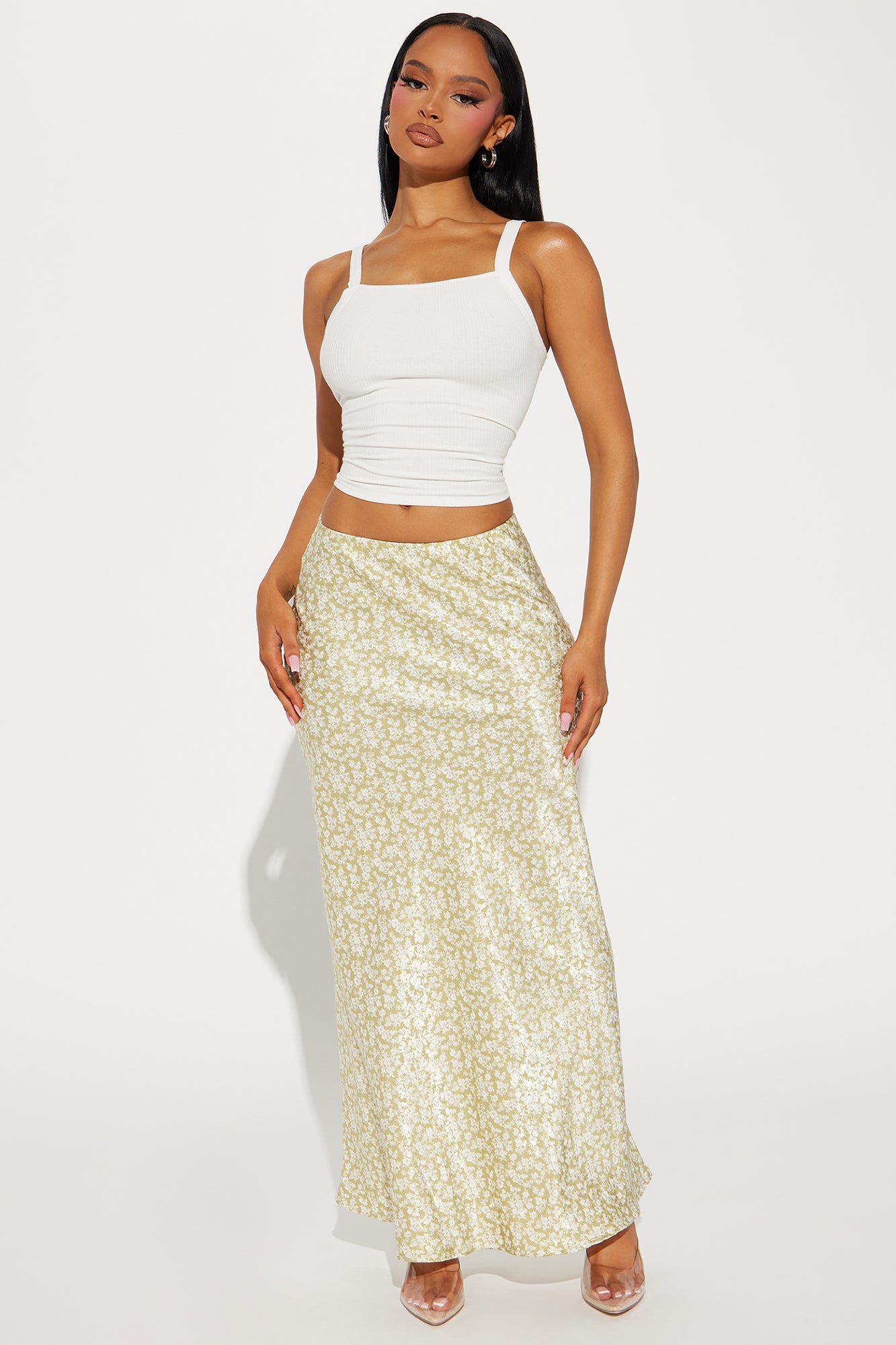 Alana Floral Satin Maxi Skirt