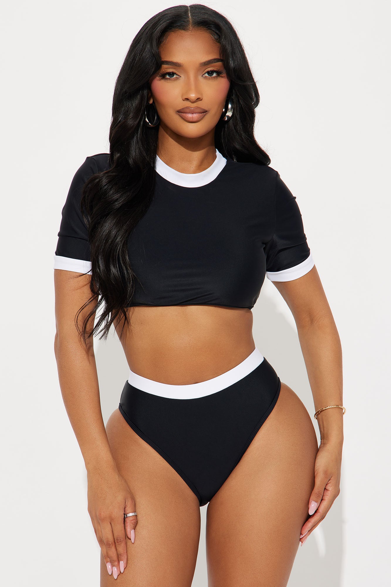 Heather Contrast Crop Top 2 Piece Bikini