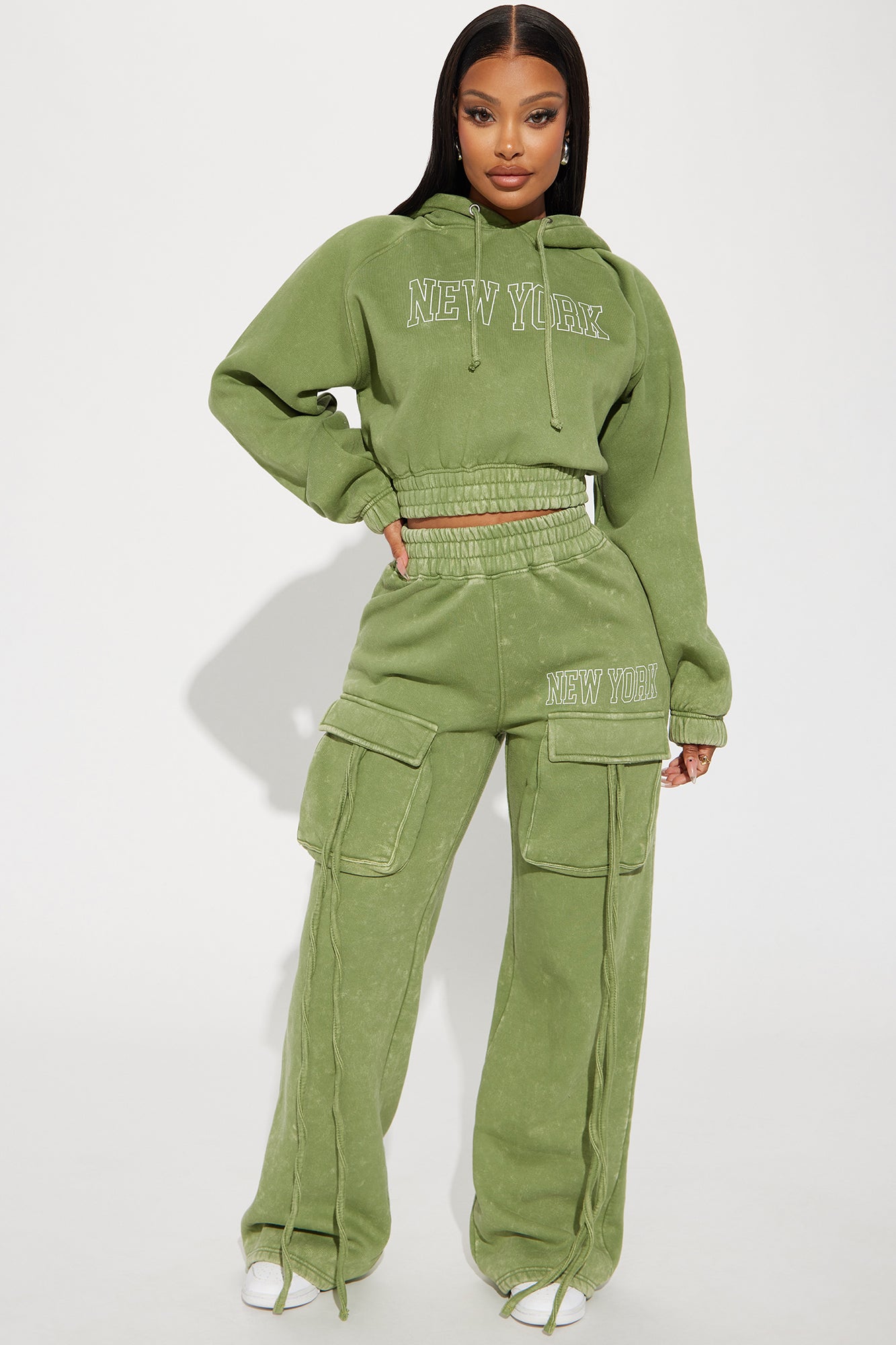 New York Vibes Washed Cargo Sweatpants