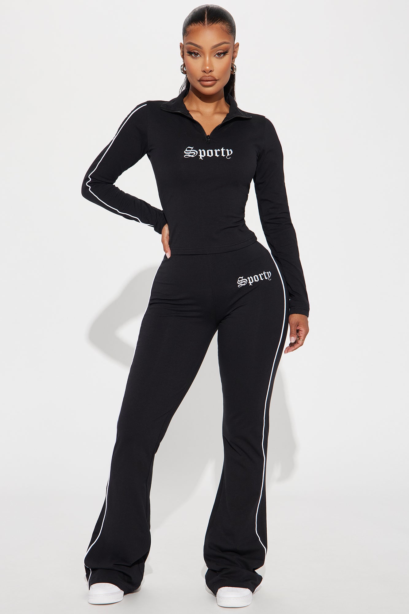 Sporty Girl Embroidered Flare Pants