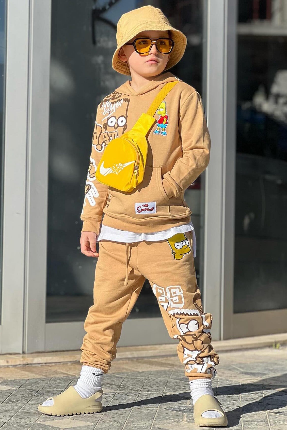 Mini Bart Graffiti Embroidered Fleece Jogger Set