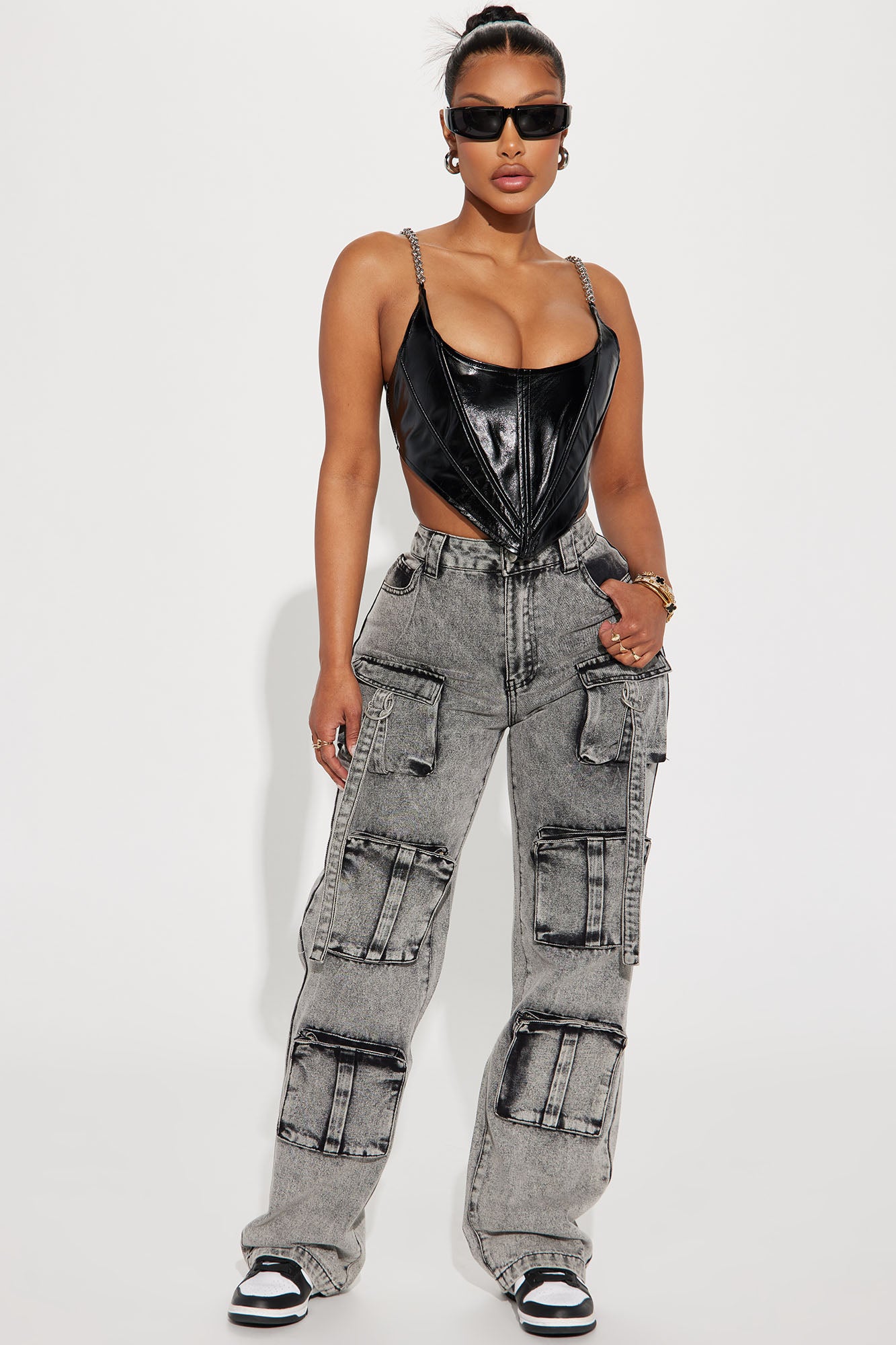 Somehow Somewhere Non Stretch Cargo Straight Leg Jeans
