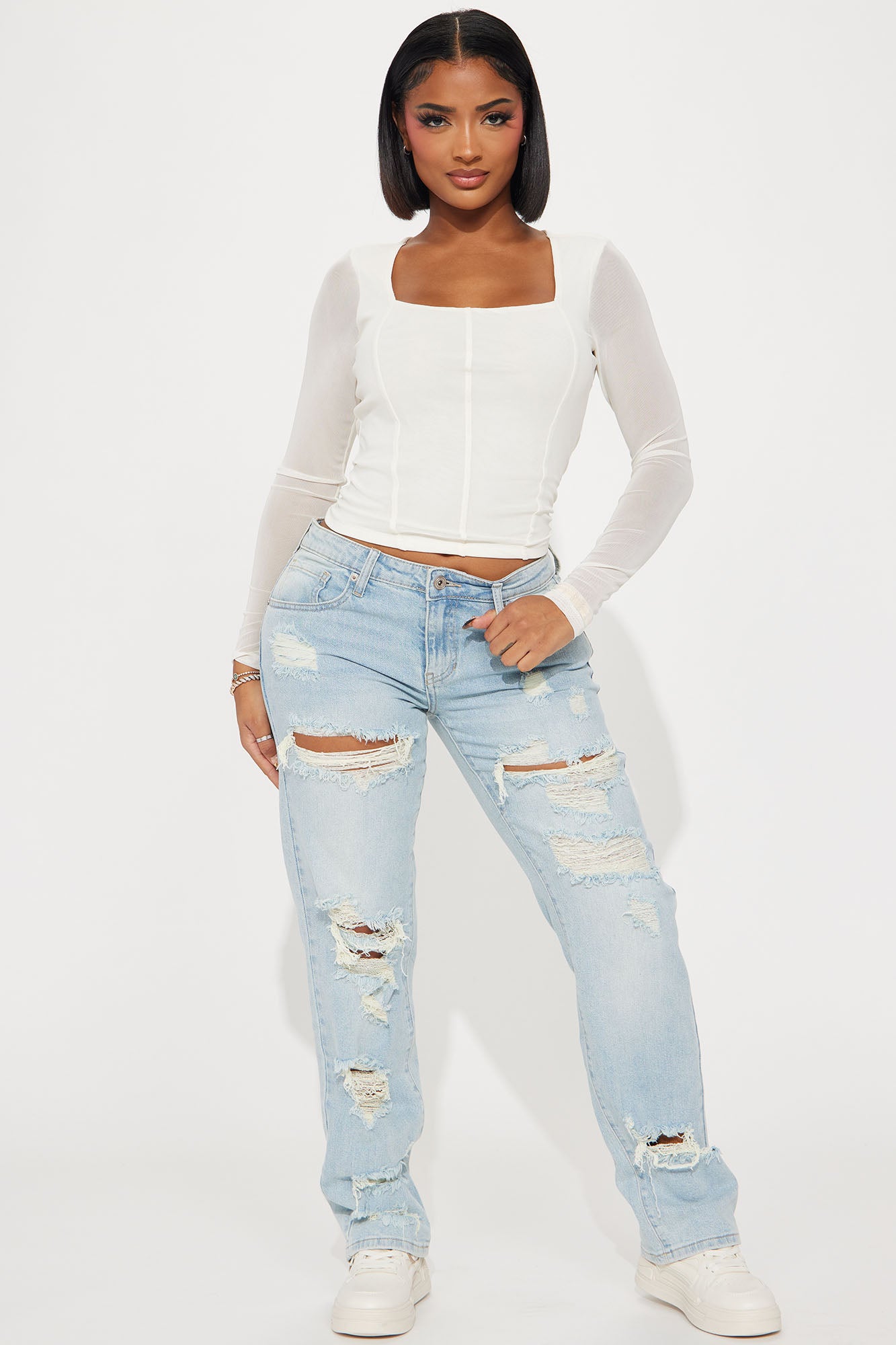 Off The Hook Ripped Straight Leg Jeans