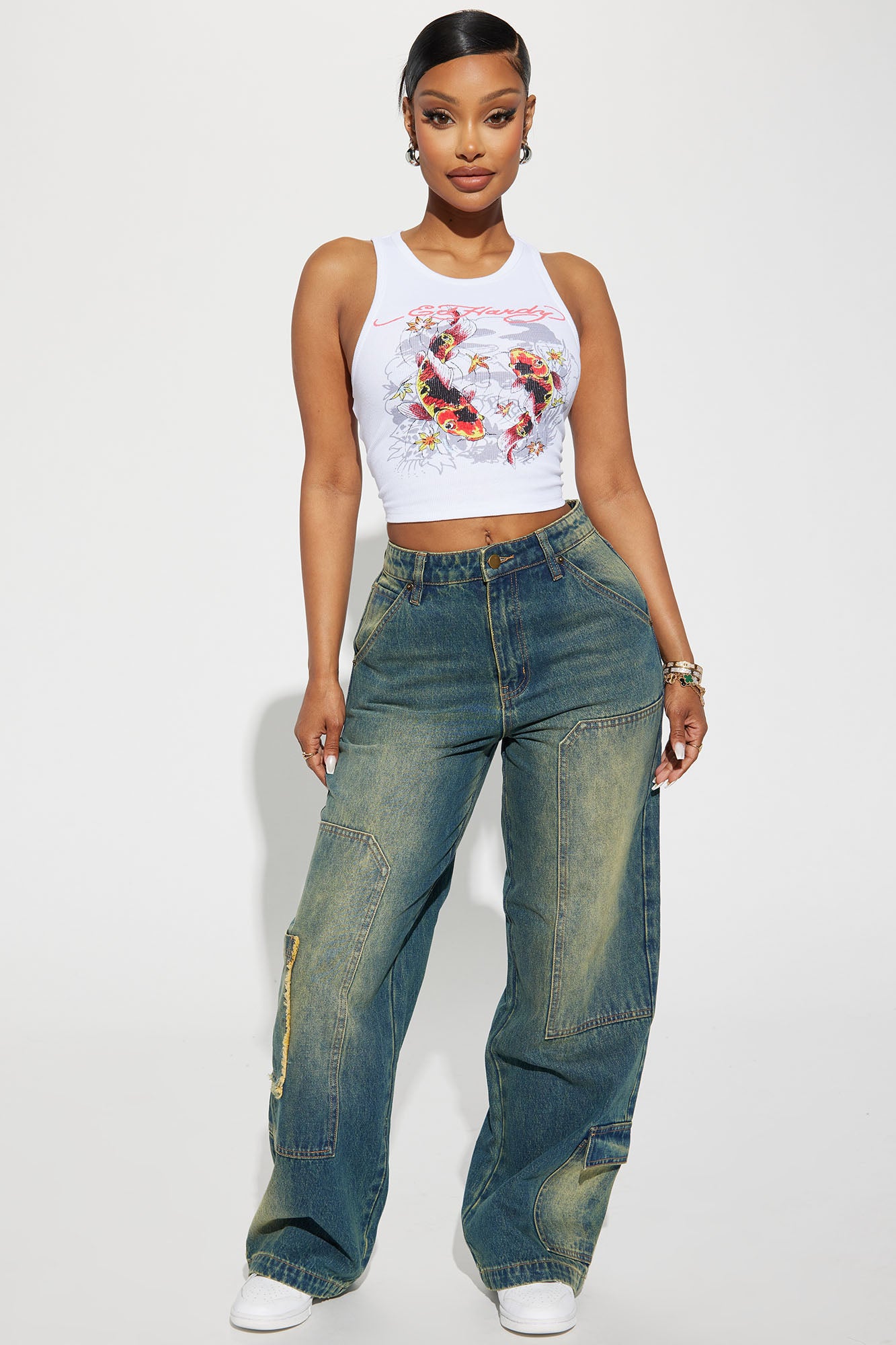Wherever Whenever Non Stretch Tinted Wide Leg Cargo Jean
