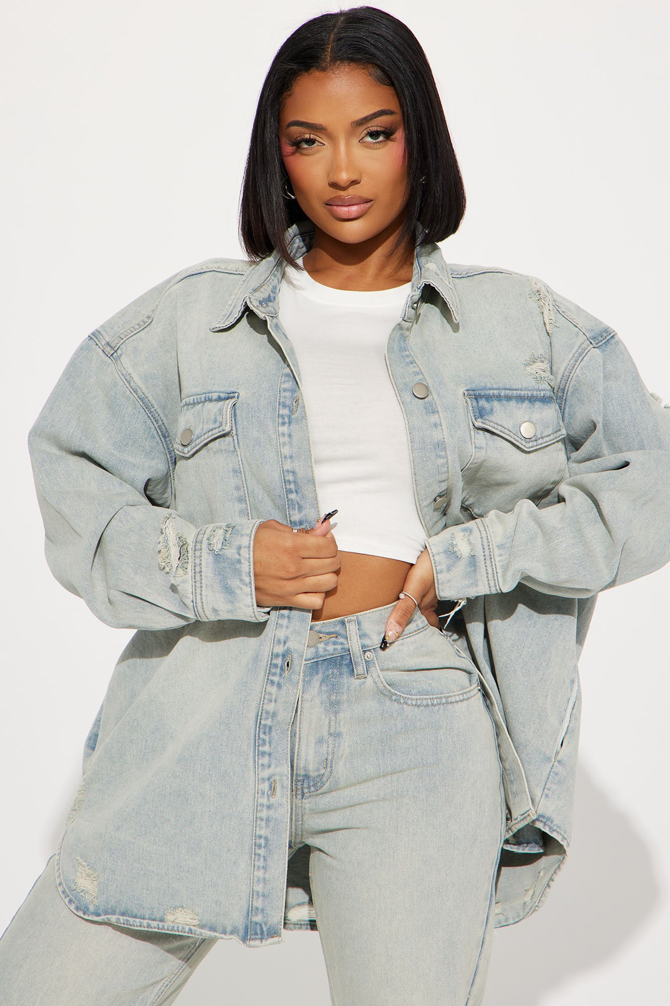 Far Away Tinted Denim Shacket